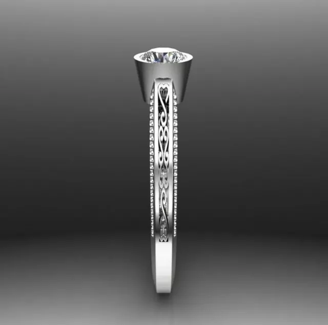 1.10+CT ,ROUND NEAR White Moissanite Diamond Engagement 925 Silver ...