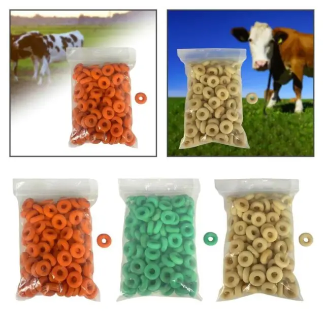 100 Pack Strong Livestock Castration Tail Bands Farm Animal Rubber Rings