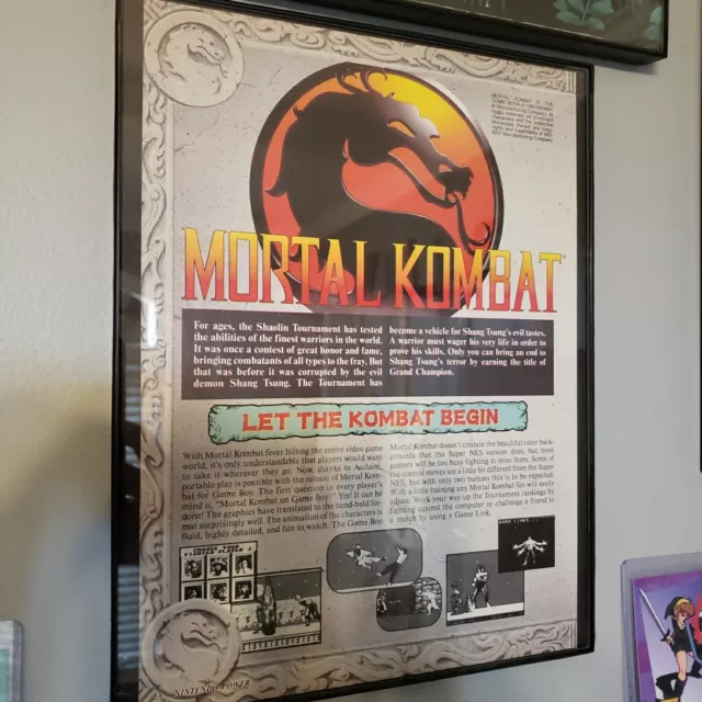 FRAMED Retro 1993 Mortal Kombat II 2 ad/poster SNES Genesis Video Game Wall Art