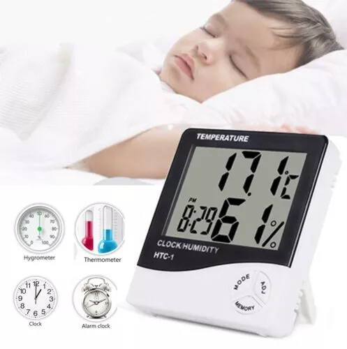 Digital LCD Thermometer Alarm Clock Indoor Hygrometer Temperature Humidity Meter