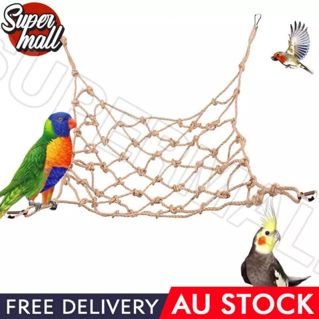 Parrot Rope Hammock Swing Toy Pet Bird Hemp Rope Climbing Net  Ladder Thick OZ