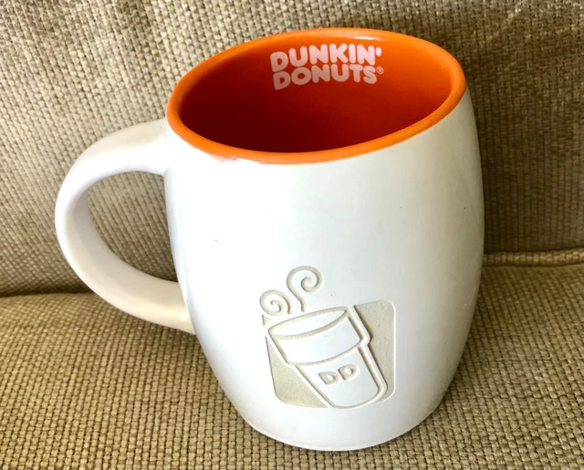 Dunkin' Donuts Coffee Cup Mug 14 Oz White Orange Inside & Logo 2012
