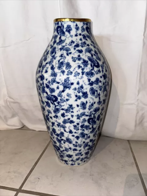 Große Vintage Vase in Kobalt Blau und Goldrand von Thomas Rosenthal Fischmaulfor