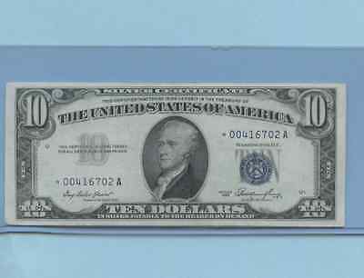 1953 Ten Dollar  Bill Blue Seal Star Note *00416702A Ch Cu Beauty