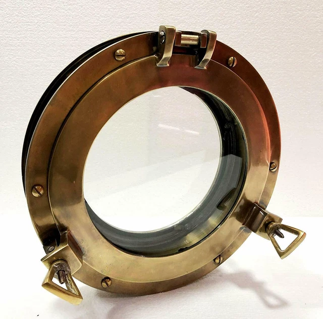 Hublot de bateau de canal de 12 po, fenêtre de porte marron antique, décor...