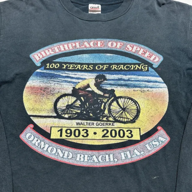 Vintage Bike Week T Shirt L Ormond Beach Walter Goerke 100 Years Racing Harley