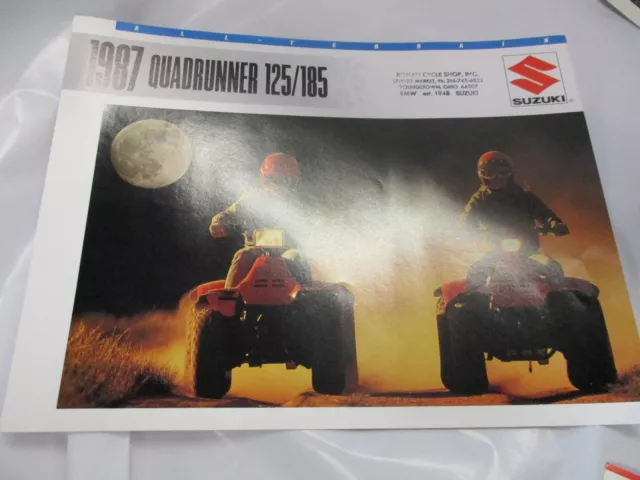 Suzuki Quadrunner 125 185 Opuscolo 1987 Tri Piegato