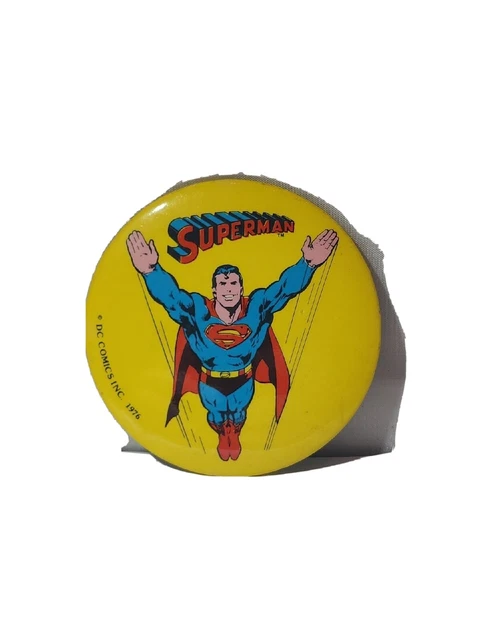 Vintage 1976 Superman Superhero Big 3" Pinback Button Pin RARE VHTF LOOK