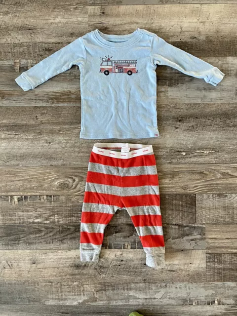 Baby GAP Boys Fire Truck Blue Pajamas - 6-12 Months