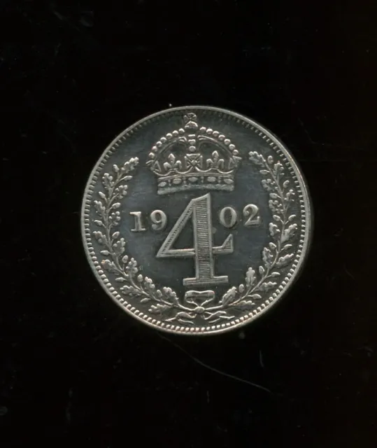 1902 Great Britain 4 Pence Silver Maundy Money  2-217
