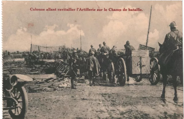 CPA Carte postale Belgique Guerre 14-18-Colonne allant ravitailler l'Artillerie
