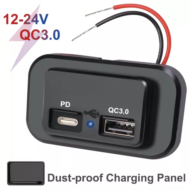 12V Auto Steckdose PD USB Ladegerät Buchse Für KFZ Einbau Zigarettenanzünder 24V