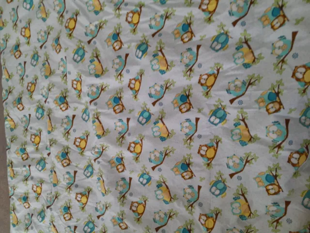 Brand New Home Crafted Boys  Owl  Cot Comforter  Approx 86 Cm W X 98 Cm