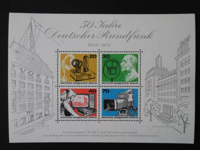 BERLIN Block "50 Jahre Deutscher Rundfunk" postfrisch 1973 Mi 455 - 458