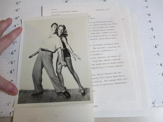 ABC TV promo photo 1954 RAY BOLGER SHOW Marjie Millar leggy dancer (3) bio sheet