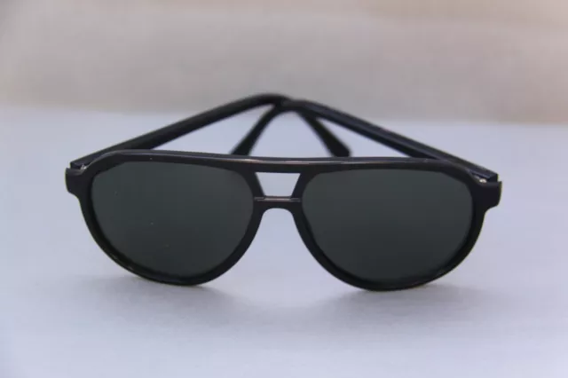 Vintage Sonnenbrille Flieger Rahmen Schwarz Aus Kunststoff Gläser Grün