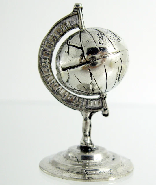 MAPPAMONDO ARGENTO GLOBO Bomboniere Laurea Gioiello Weltkarte Silver