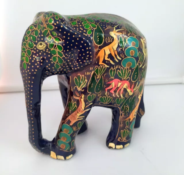 Indian Elephant Antique Style Kashmiri Paper mache Hand Painted Handicraft 5inch