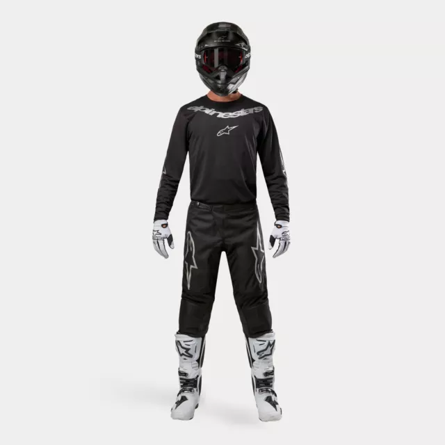 Completo Maglia Pantaloni Alpinestars Fluid Graphite Nero Motocross Enduro 2024