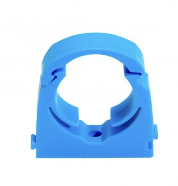 MDPE Water pipe clips20mm 25mm 32mm Talon hinged interlocking blue 2-20 pack