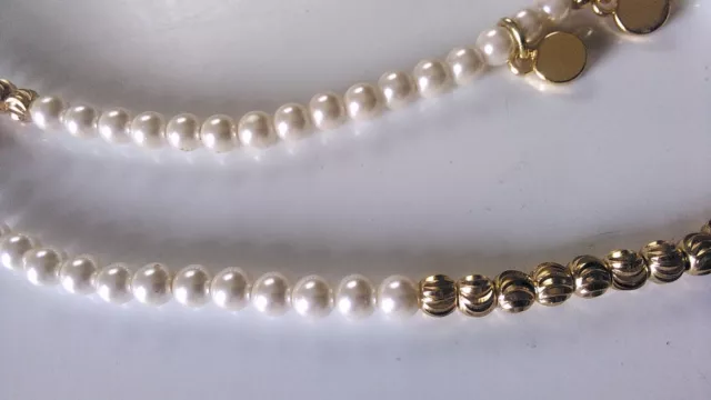 J.Crew CELESTIAL Double White  Pearls  Rhinestones and Beads CHAIN Necklace Nice