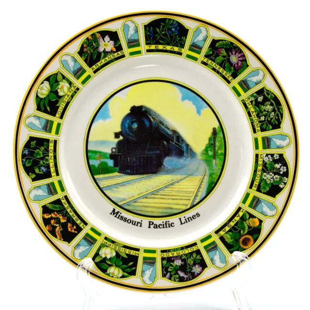 Missouri Pacific Railroad State Flowers Dinner Plate  Measures 10.5 inches