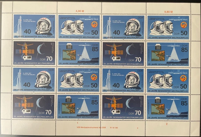 DDR, MiNr. 3005-3008 DV DWD 4 Zähnung A Bogen Zusammendruck FNr. 4 postfrisch Dr