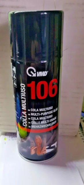 Colla spray VMD 106 adesivo multiuso 400 ml tessuto carta metallo legno vetro