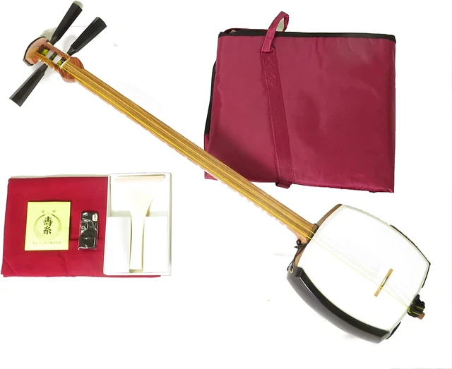 TOA Tsugaru Shamisen Beginner Set Soft Case Black Long Bag Red