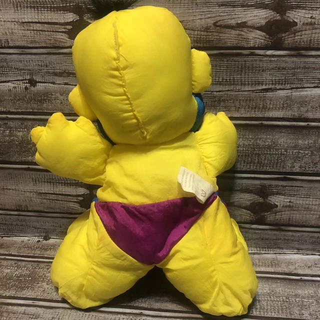 Vintage Fisher Price 1992 Yellow Caveman Puffalump Stuffed Grunts Plush Doll 4