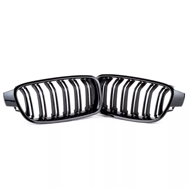 Car Matte Black Double Line Front Center Grille For 09-16 BMW 3 Series F30 F31