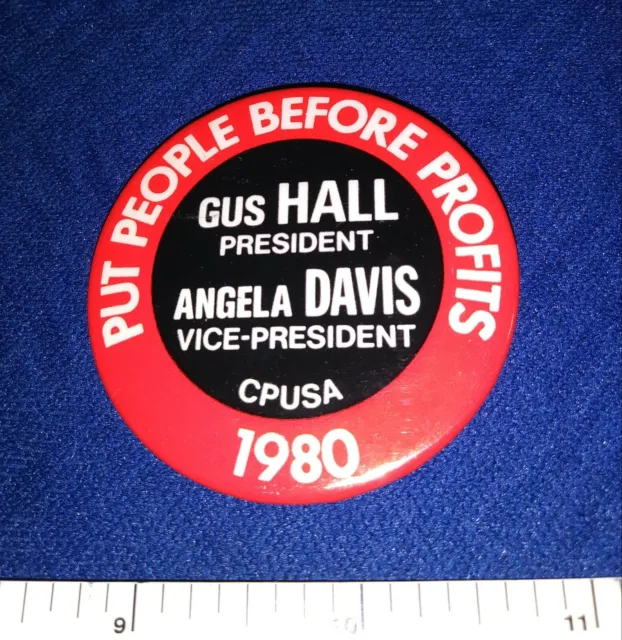 Hall Davis Communist 1980 Third Party People B4 Profits Political Pinback Button