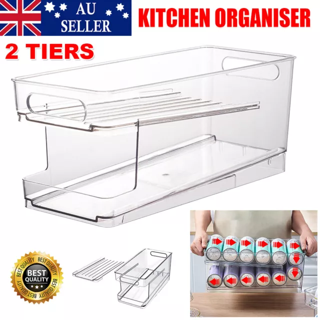 Stackable Refrigerator Pantry Fridge Organiser Kitchen Storage Container Holder