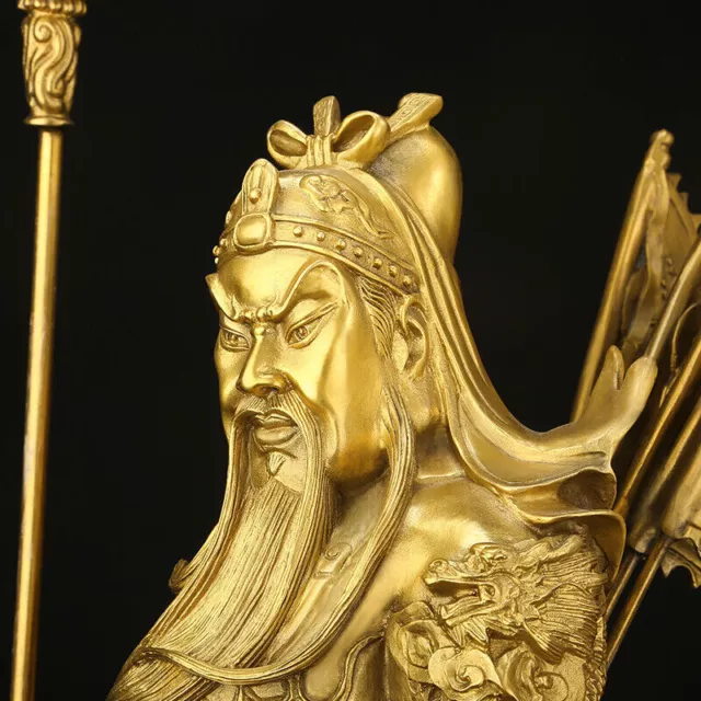 10",China Feng shui brass Guan Gong Yu Warrior God wealth Copper God Statue folk