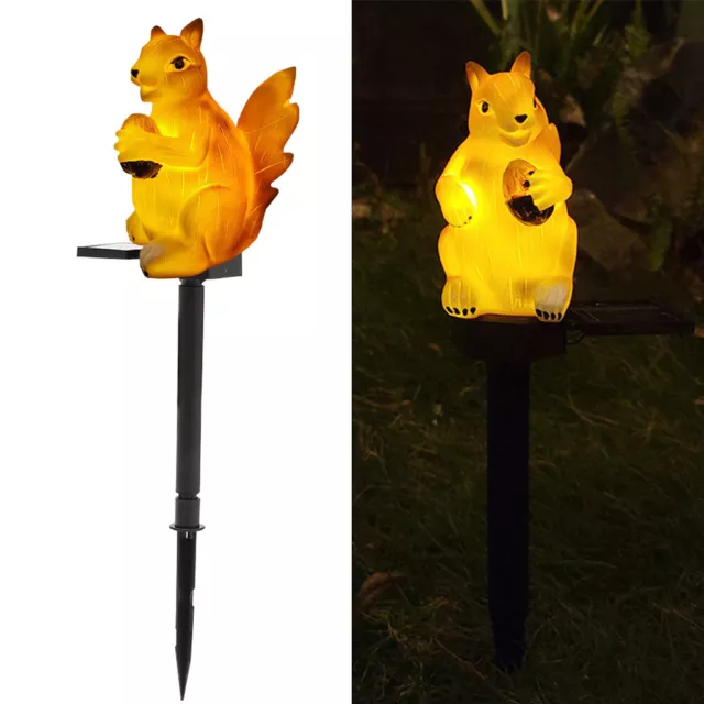 Solar LED Squirrel Statue Garden Ornament Outdoor Patio Lawn Stake Animal Light