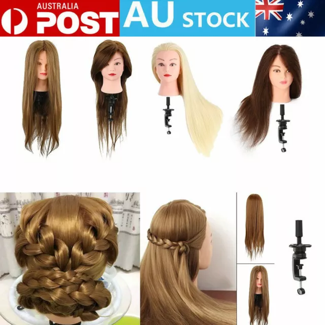 100% Salon Real Human Hair Training Head Hairdressing Practice Mannequin Doll AU