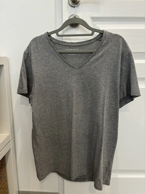 T-shirt Homme Bon état Motif Géométrique T-shirt Primark Homme - Gris, Coton Mélangé, Taille XS (occasion Bon état) Basique Décontracté
