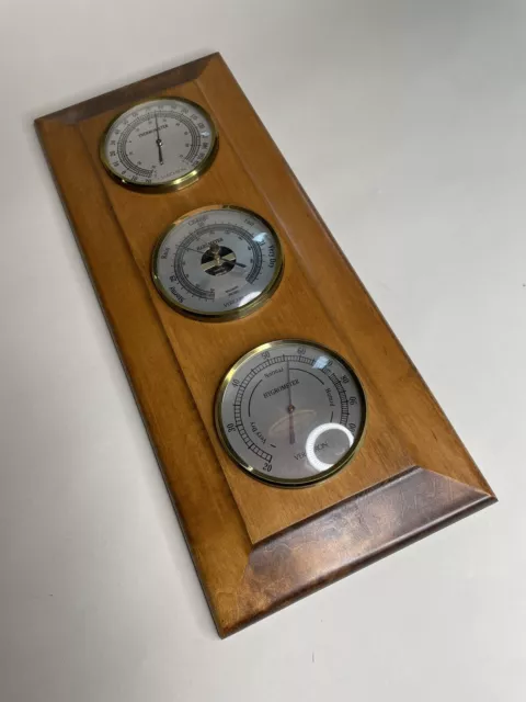 Vintage Verichron Wall Mount Weather Station Thermometer Barometer Hygrometer