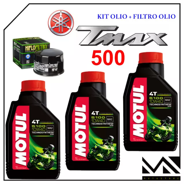 Kit Tagliando Yamaha T-Max Tmax 500 2002 3 Litri Olio Motul 5100 10W40 + Filtro