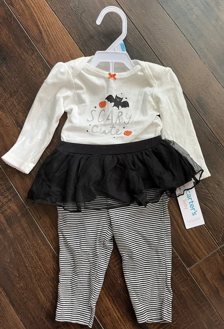 NWT Carters Baby Girl Size 6 Months Halloween Outfit Top Pants Set “Scary Cute”