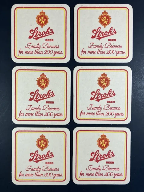 Vintage Lot of 6 Stroh's Beer Coasters Advertising Bar Pub NOS