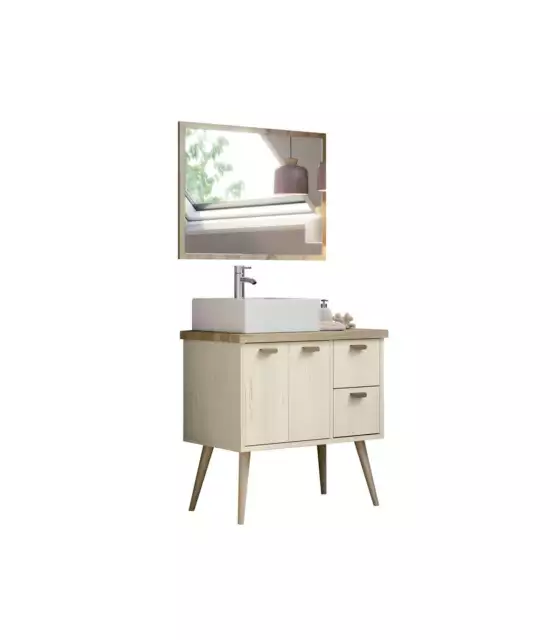 PTARCH, Mueble de baño Hydra con lavabo y espejo en color pino/cambrian, lavavo