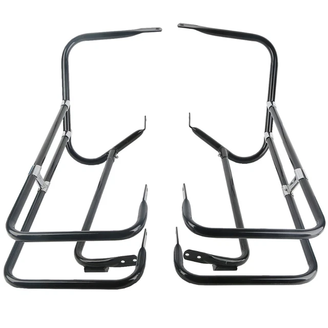BLACK TWIN RAIL Saddlebag Crash Bar Guard for Harley FLHX Street Glide