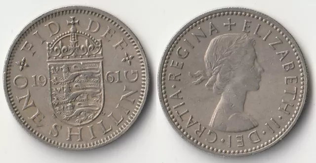 1961 Great Britain 1 shilling coin English version
