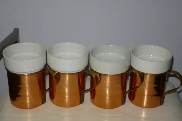 Vintage Ceramic & Copper Cozy Mugs Set of 4 Baker Hart & Stuart