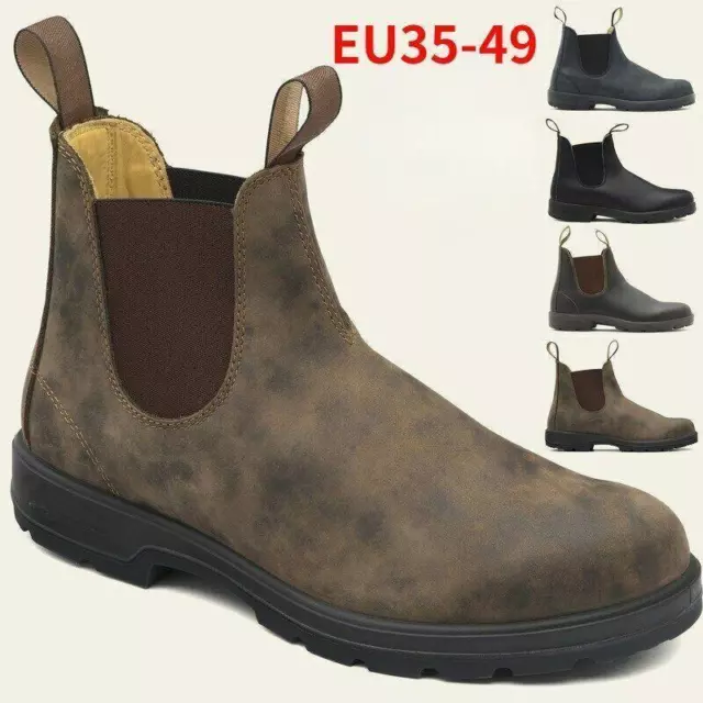 Botas De Cuero Retro Para Hombres Botines Chelsea Cómodos Zapatos Altos Trabajo