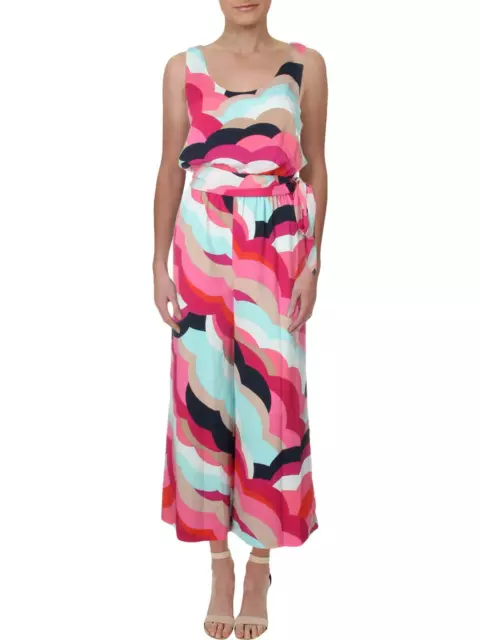 Trina Trina Turk Womens Dizzy Pink Printed  Jumpsuit size 14