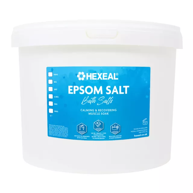 Hexeal EPSOM SALT | Choose Size! | 1kg - 10kg Bucket | Pharmaceutical/Food Grade