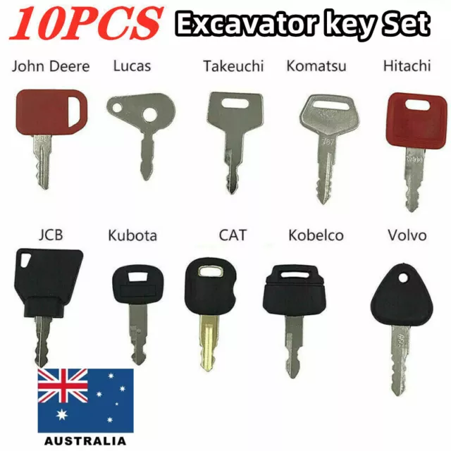 10 X Master Keys Set Ignition Set Tractors Excavators Heavy Plant Machinery AU