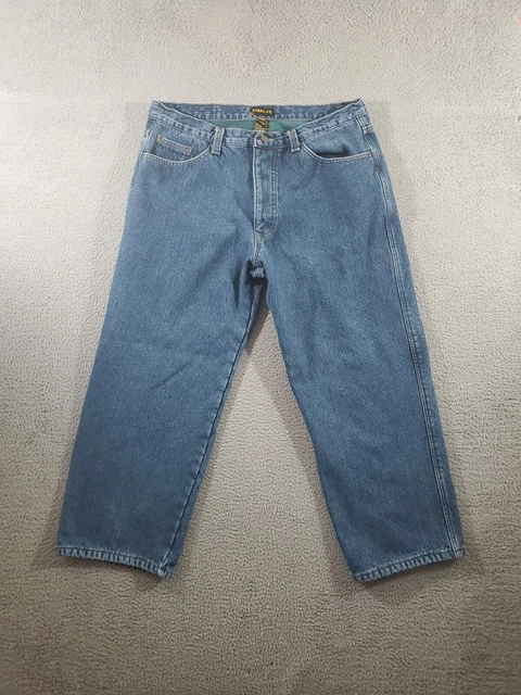 Stanley Fleece Lined Jeans Mens 38X30 (35X27) Blue Straight Leg Workwear Chore